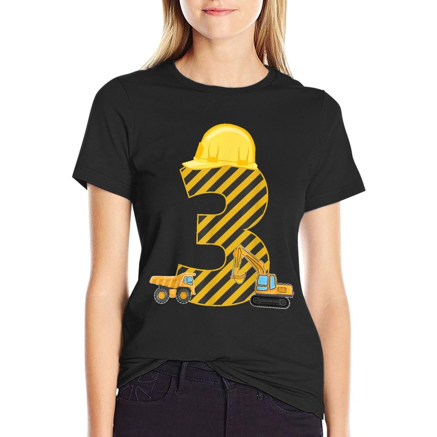 Three 3yr 3rd Birthday Construction Outfit Boy 3 Years Old Relaxed-fit T-Shirt