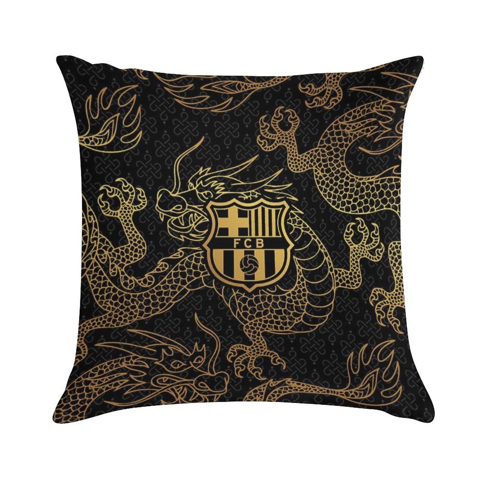 Barca Gold And Black Dragons Soft Reinforced Edging Throw Pillow