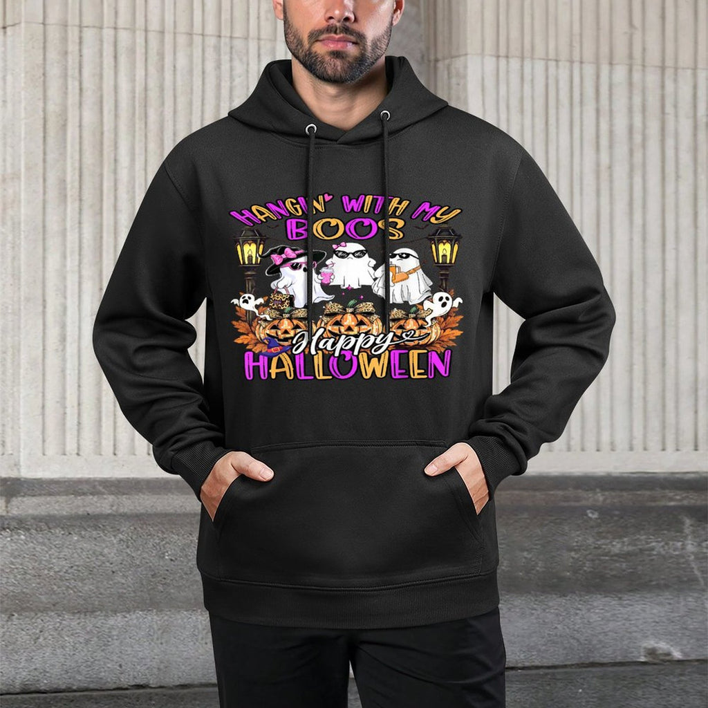 Hangin with My Boos Cute Boujee Ghosts Halloween Costume Shrink-Resistant Hoodie