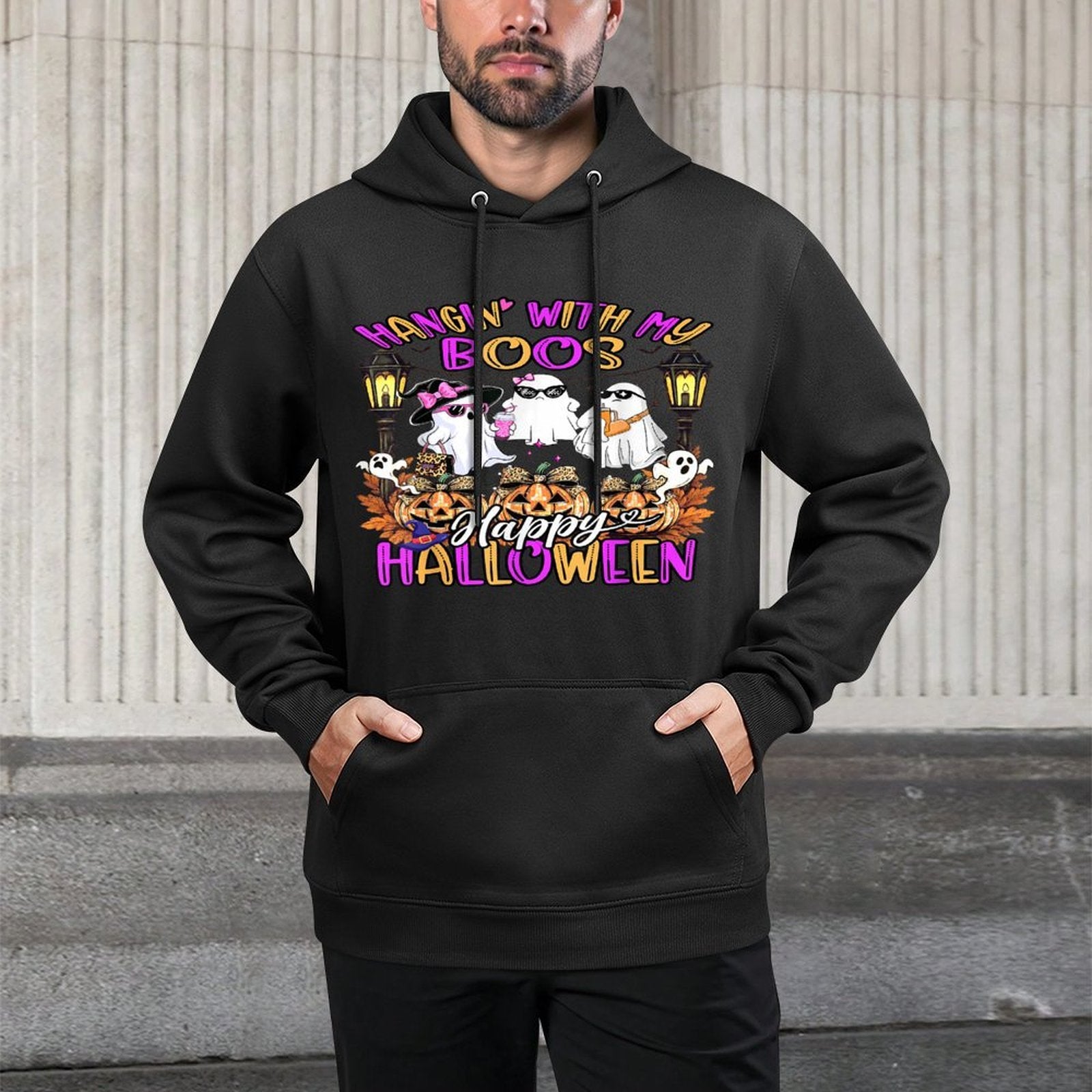 Hangin with My Boos Cute Boujee Ghosts Halloween Costume Shrink-Resistant Hoodie