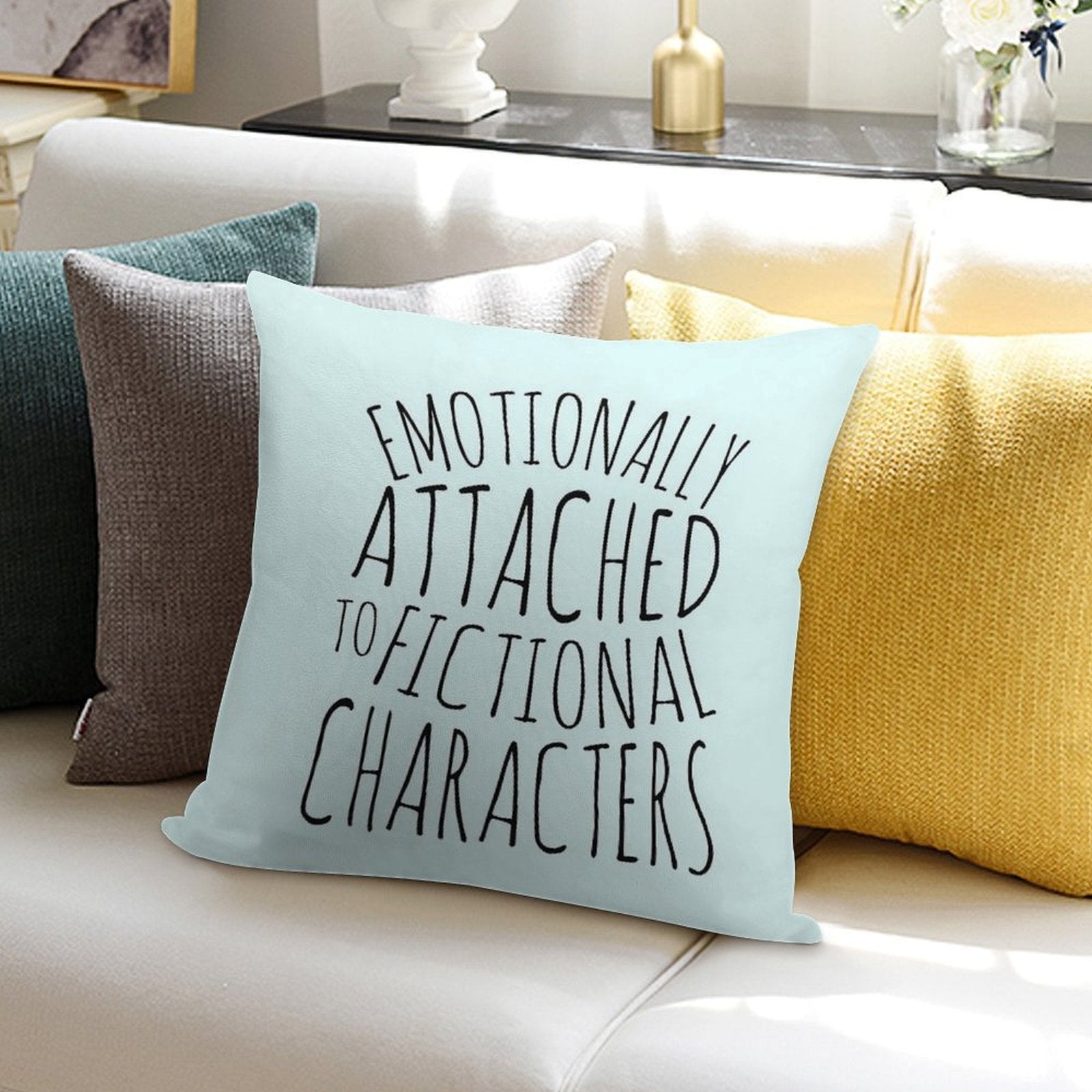 Emotionally Attached to Fictional Characters #black Soft Luxury Feel Throw Pillow