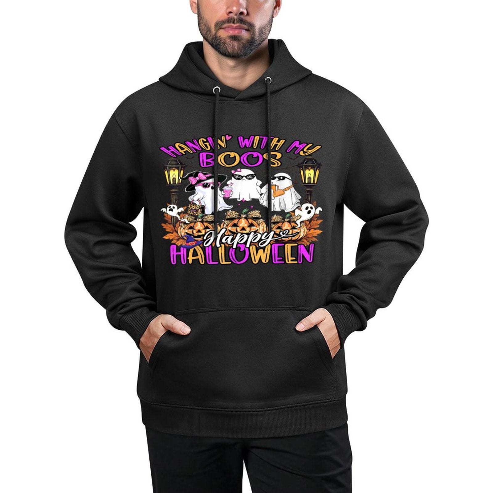 Hangin with My Boos Cute Boujee Ghosts Halloween Costume Shrink-Resistant Hoodie