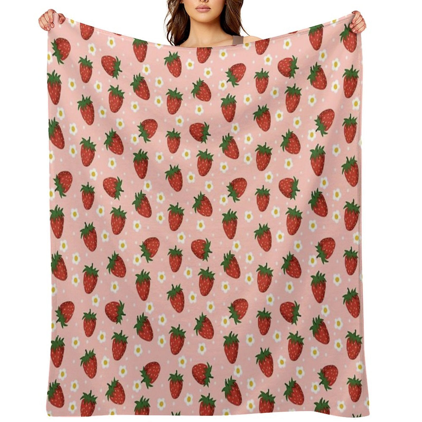 STRAWBERRY AND FLOWER PATTERN  VSCO Lightweight Throw Blanket