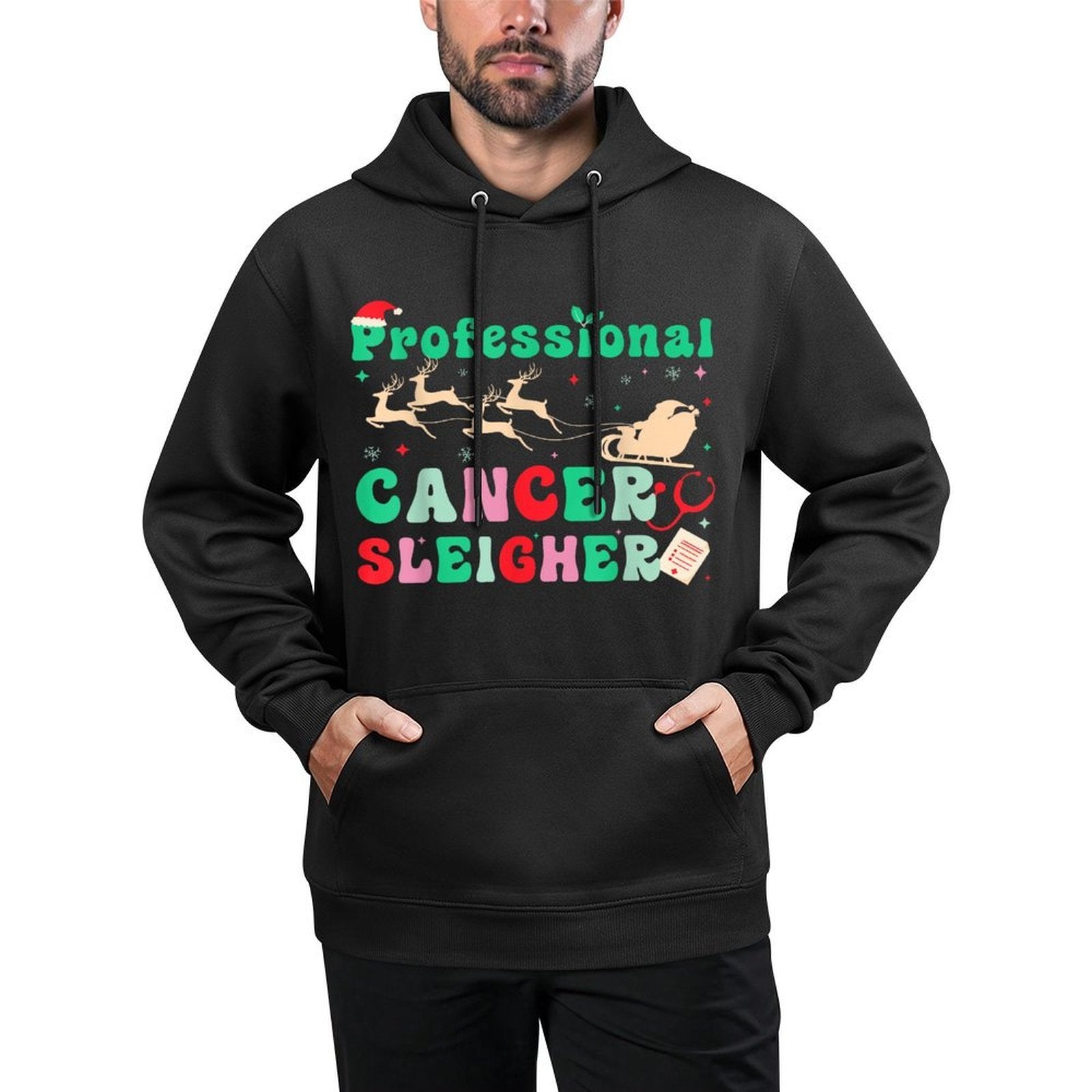 Groovy Professional Cancer Sleigher Oncology Nurse Christmas Shape Retention Hoodie
