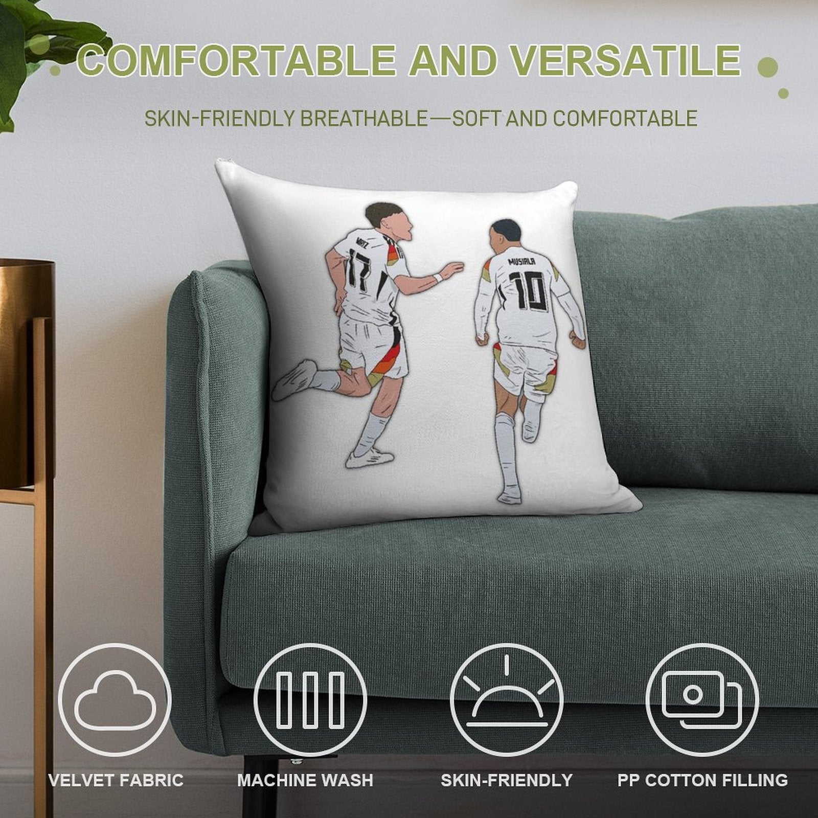 Florian Wirtz & Jamal Musiala Germany Celebration Soft Ultra-Soft Texture Throw Pillow