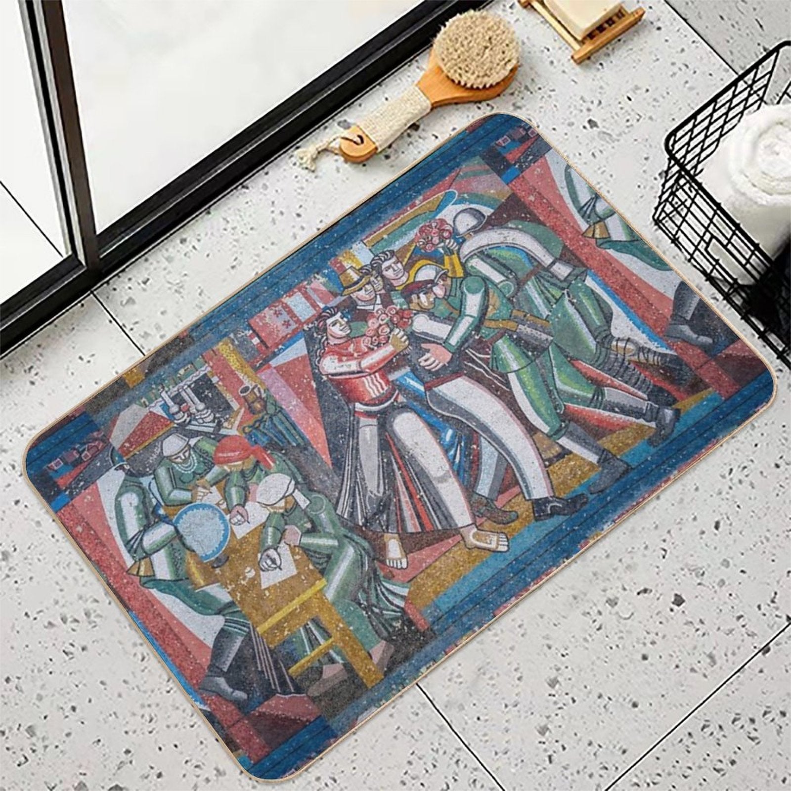 Soviet Mosaic from Cahul, Moldova #4  Stain-Proof Bath Mat