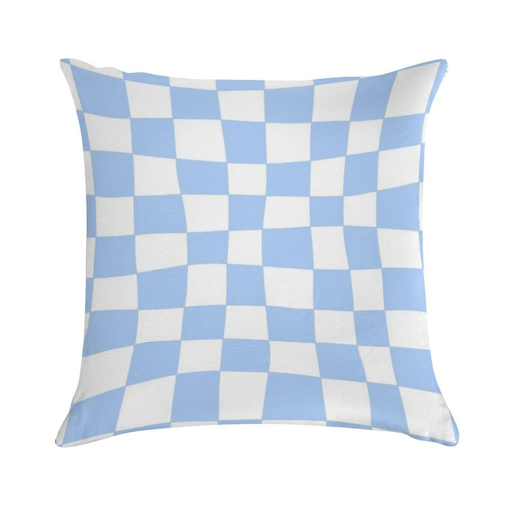 Hand Drawn Checkerboard Pattern (sky Bluewhite) Soft Home Decor Throw Pillow