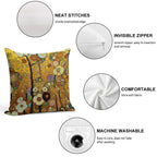 Flowers Gustav Klimt Soft Durable Construction Throw Pillow