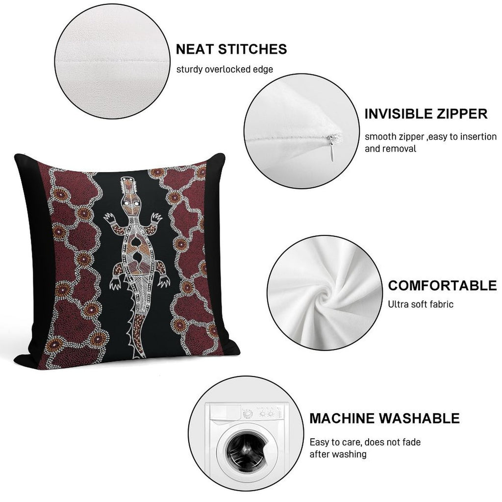 Authentic Aboriginal Art - Crocodile Authentic Designs Soft Gift Ready Throw Pillow