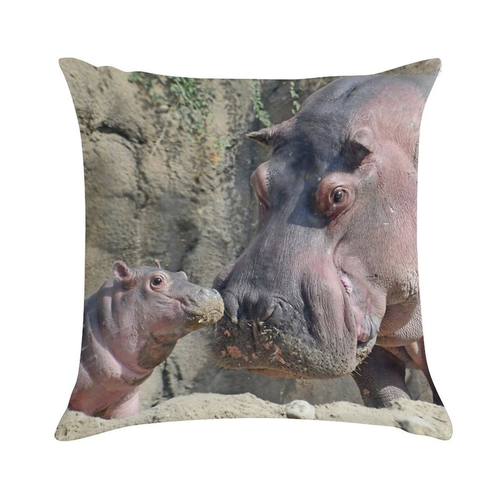 Fritz And Tucker The Hippos at The Cincinnati Zoo Soft Easy Maintenance Throw Pillow