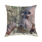 Fritz And Tucker The Hippos at The Cincinnati Zoo Soft Easy Maintenance Throw Pillow