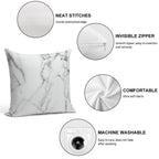 White Marble with Grey Veins Soft Fade-Resistant Throw Pillow