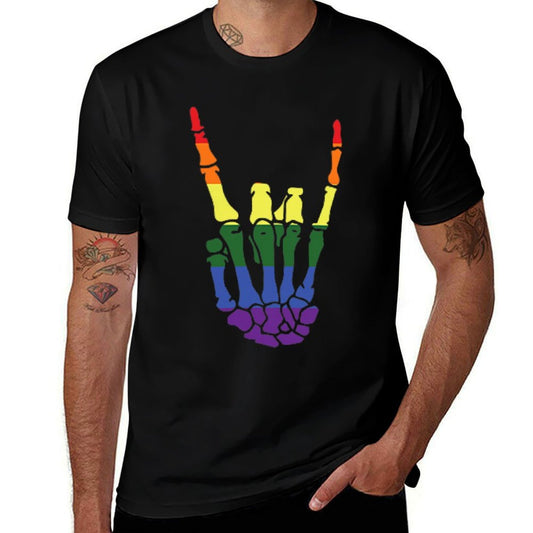 Skeleton Rock Hand Gay Pride LGBT-Q Ally Rainbow Men Women  Vintage-inspired T-Shirt