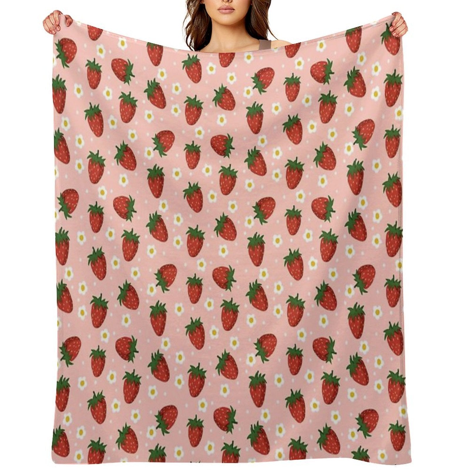 STRAWBERRY AND FLOWER PATTERN  VSCO Lightweight Throw Blanket