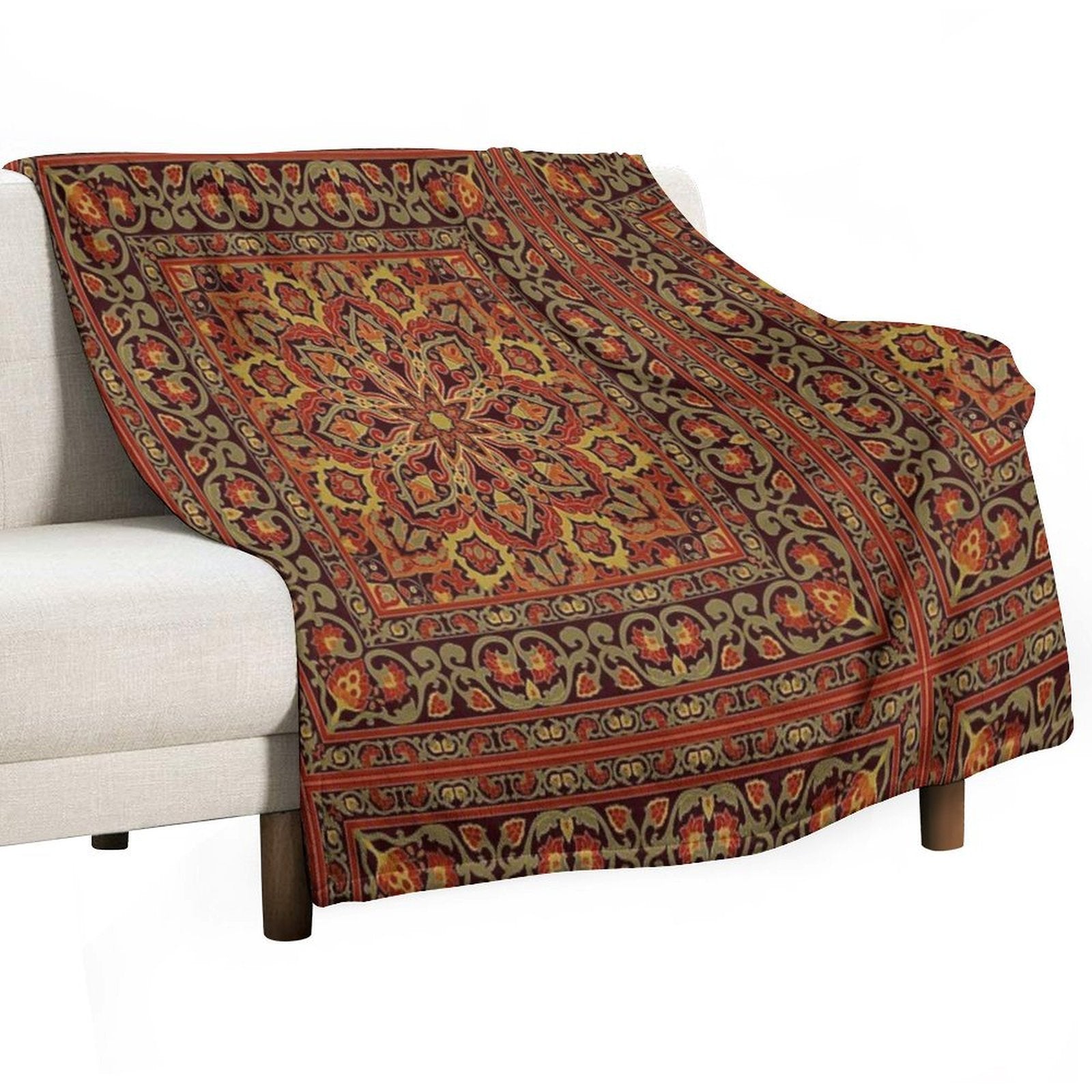 Oriental Ornamental Carpet Machine-washable Throw Blanket