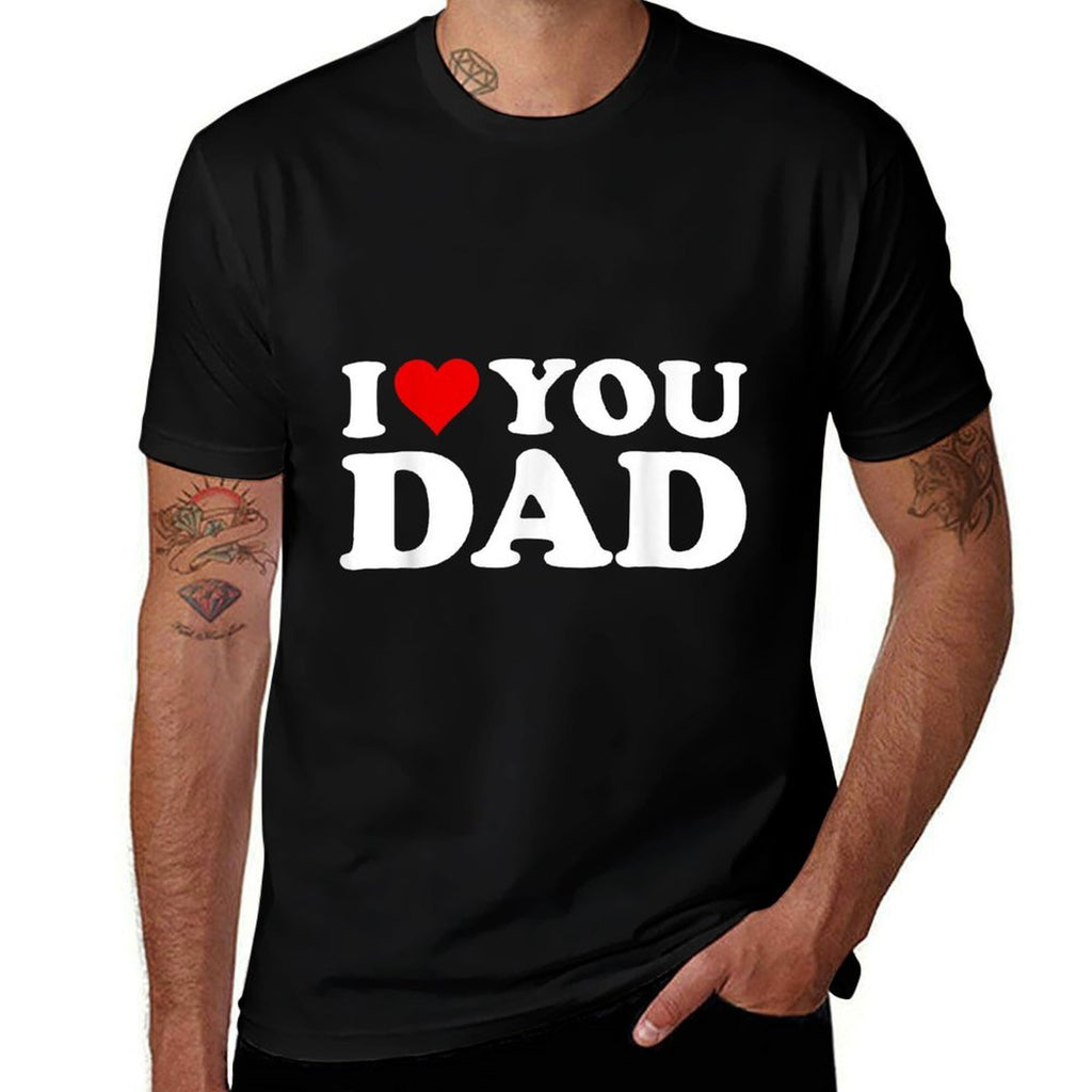 Red Heart I Love You Dad  Lightweight T-Shirt
