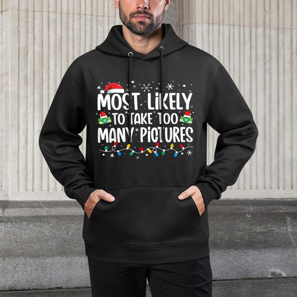 Most Likely To Take Too Many Pictures Funny Family Christmas Moisture-Wicking Hoodie