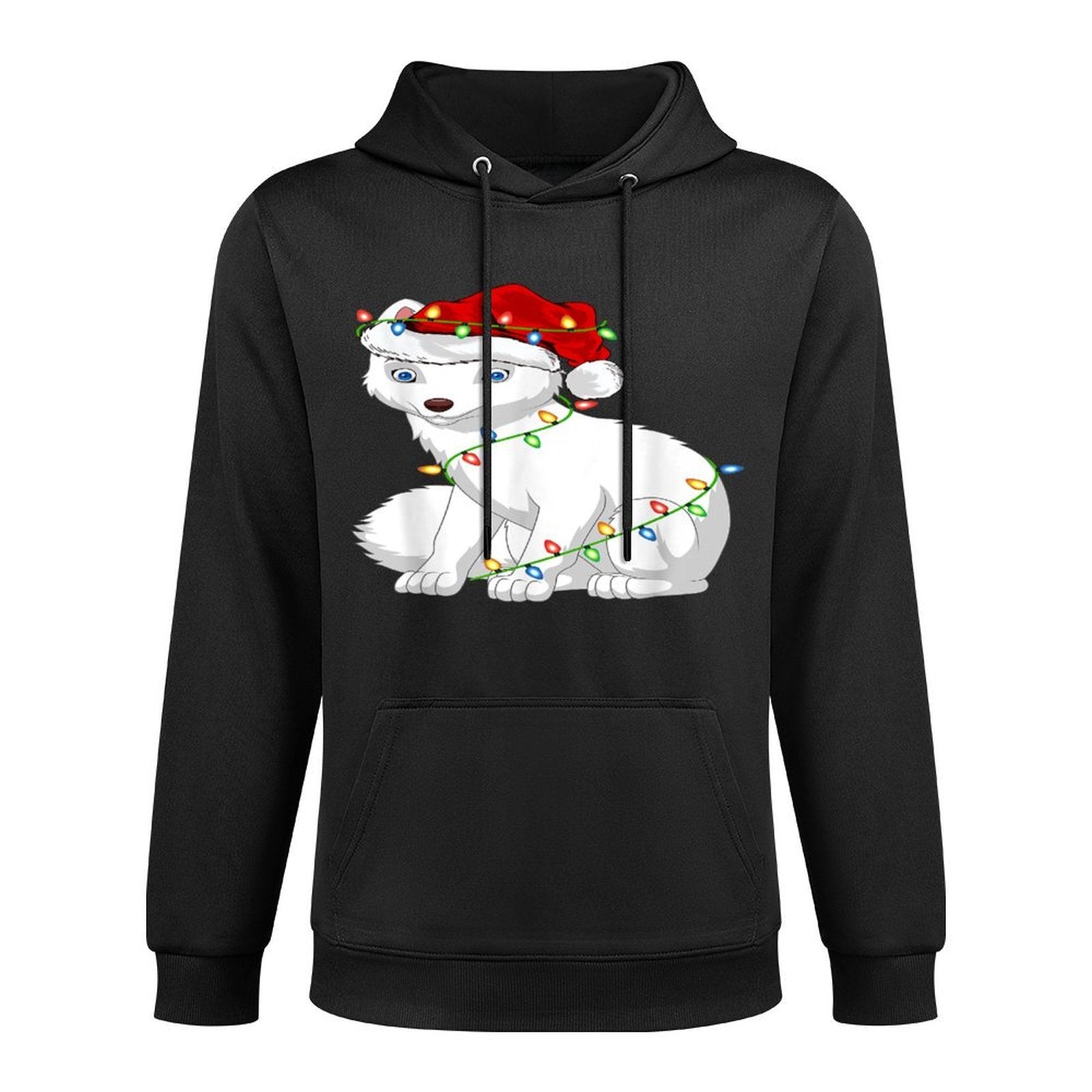 Arctic Fox Animal Lover Xmas Santa Hat Arctic Fox Christmas Shrink-Resistant Hoodie