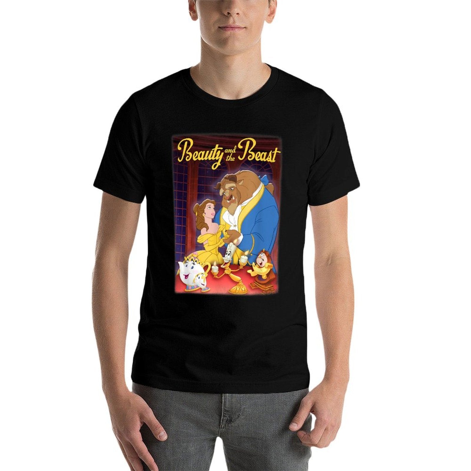 Disney Beauty And The Beast Distressed Movie Poster  Lightweight T-Shirt