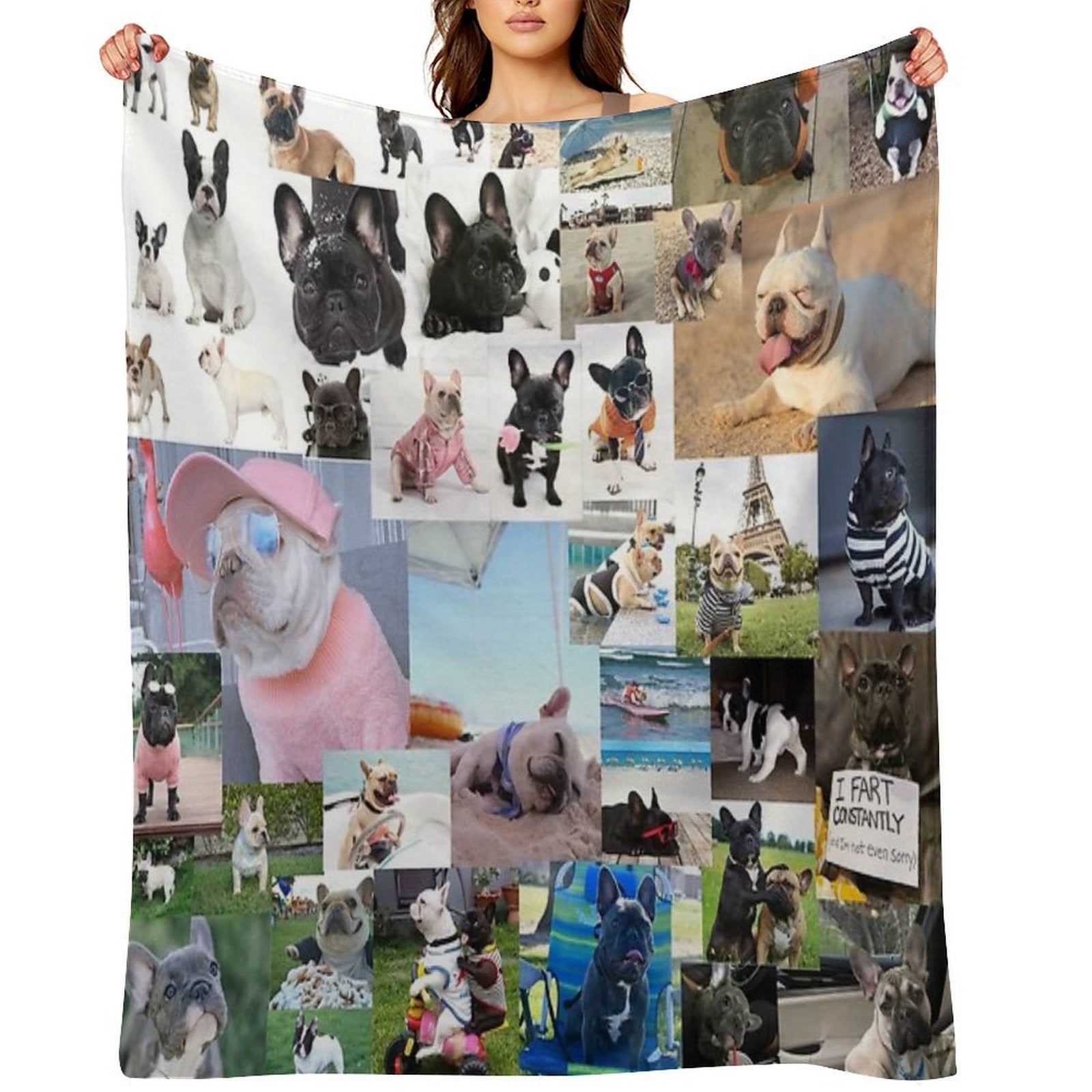 French Bulldog Collage Quick-dry Throw Blanket
