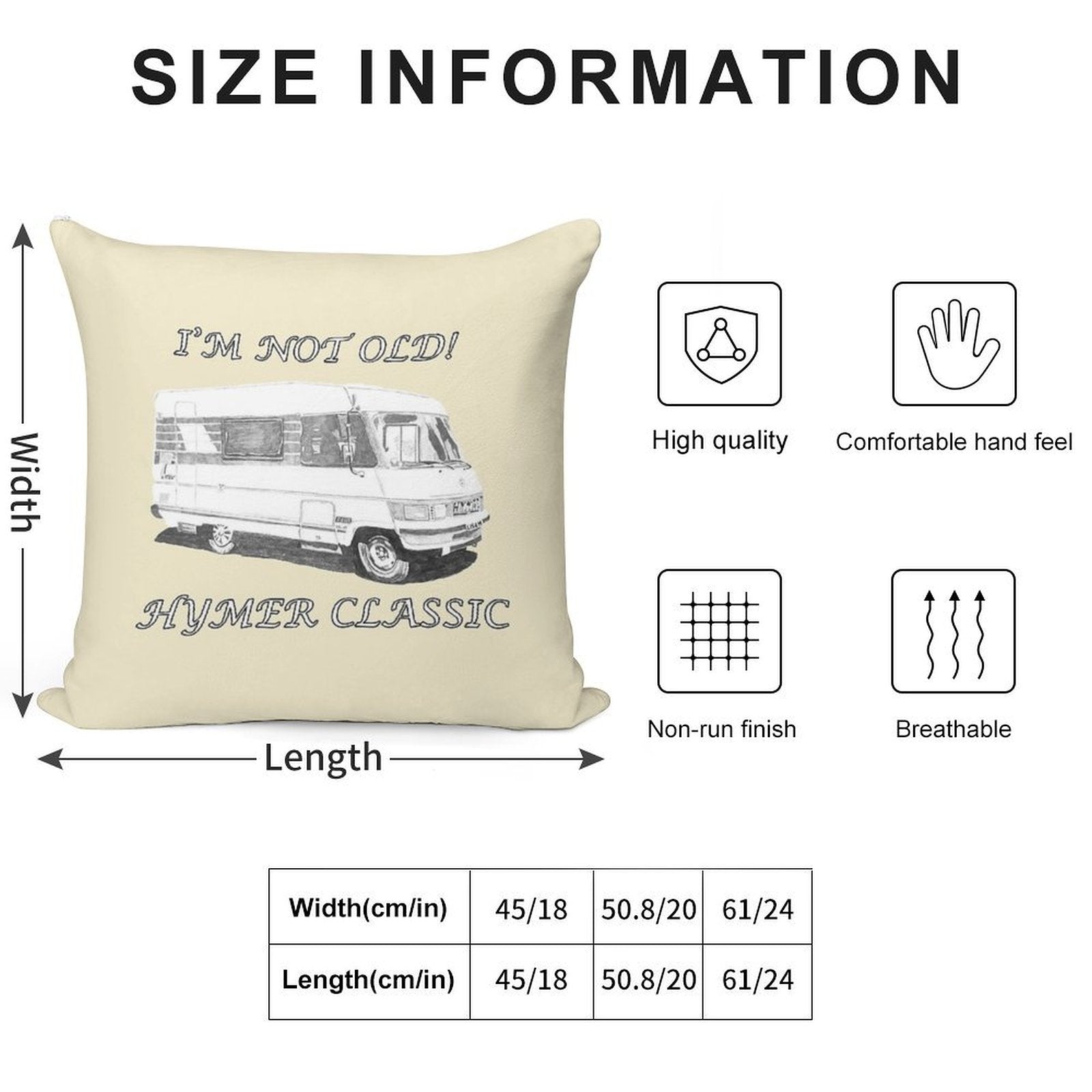 I'm Not Old! Hymer Classic Hymer B544 Designs Soft Home Decor Throw Pillow