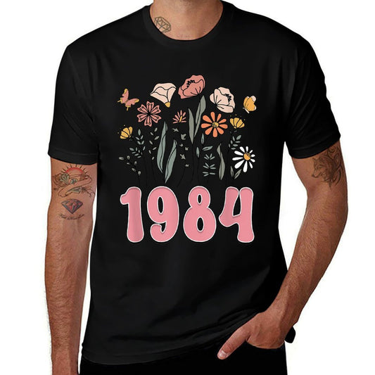 40 Year Old Born In 1984 Floral Flower 40th Birthday Women  Relaxed-fit T-Shirt