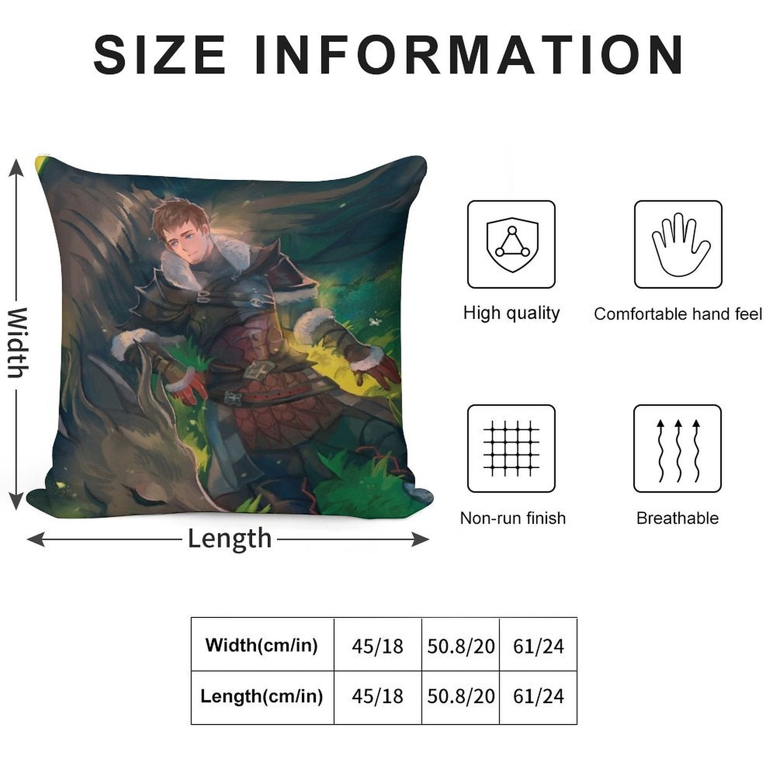Ardbert & Seto Soft Shrink-Resistant Throw Pillow