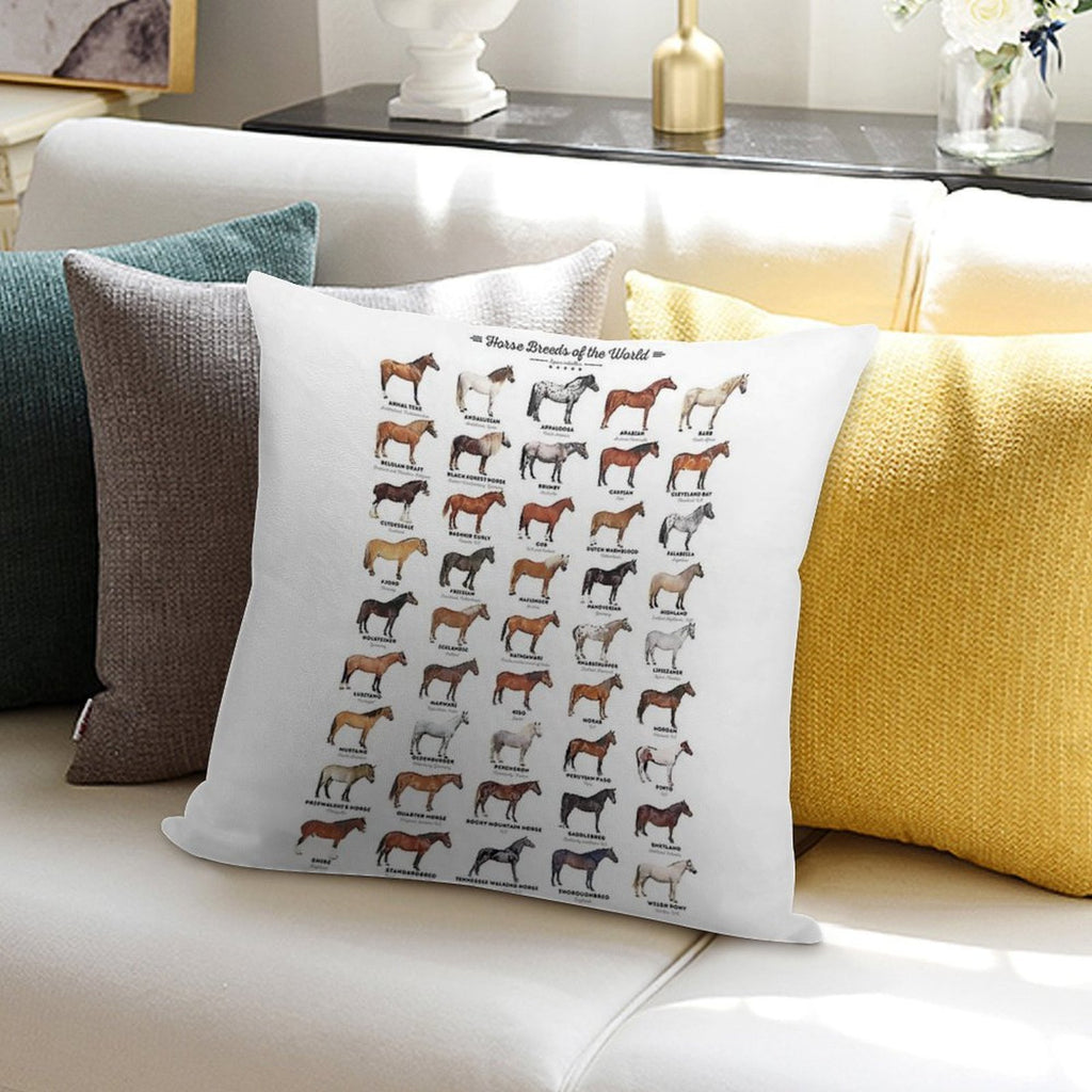 Horse Breeds Of The World Soft Skin-Friendly Throw Pillow