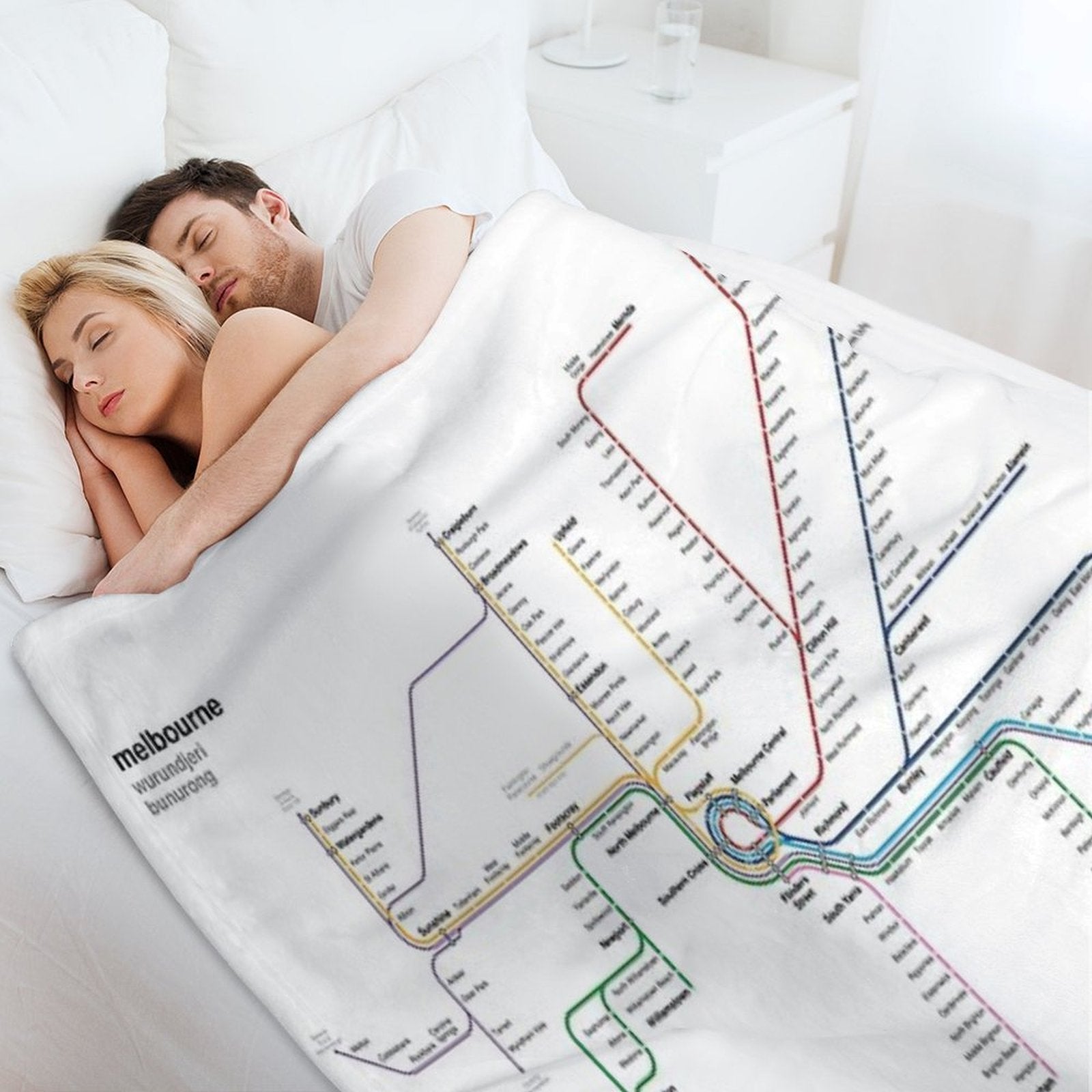 Melbourne Rail Network Map Compact Throw Blanket