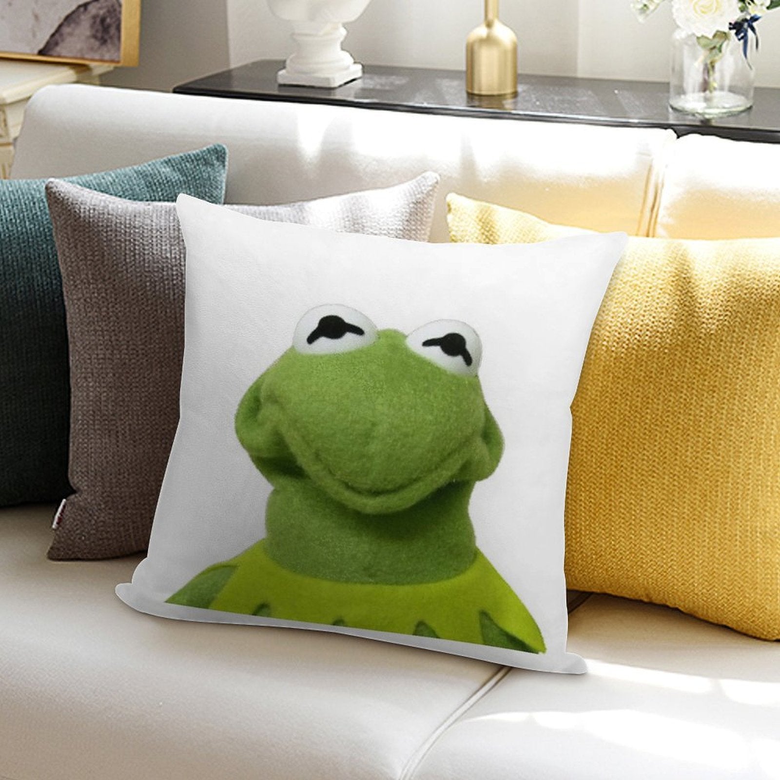 Kermit The Amphibian Soft Luxury Feel Throw Pillow