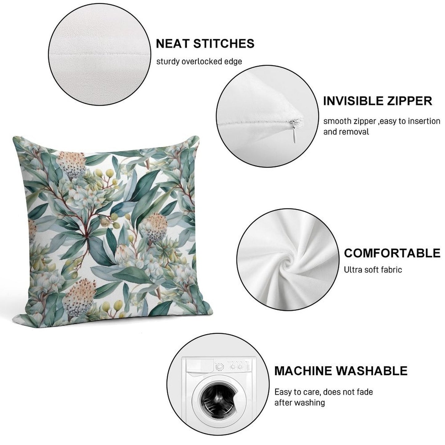 Blooming Eucalyptus Pattern 2 Soft Gift Ready Throw Pillow