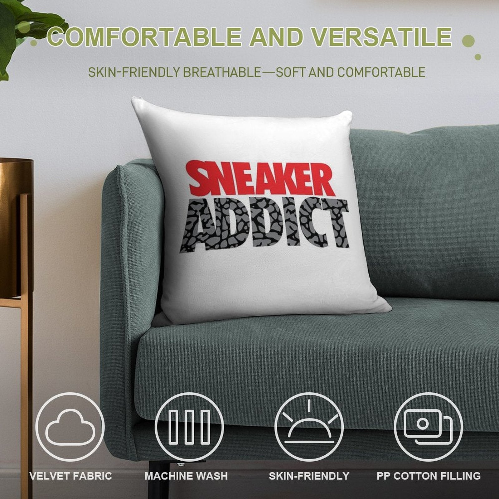 Sneaker Addict Cement Soft Bedroom Essential Throw Pillow