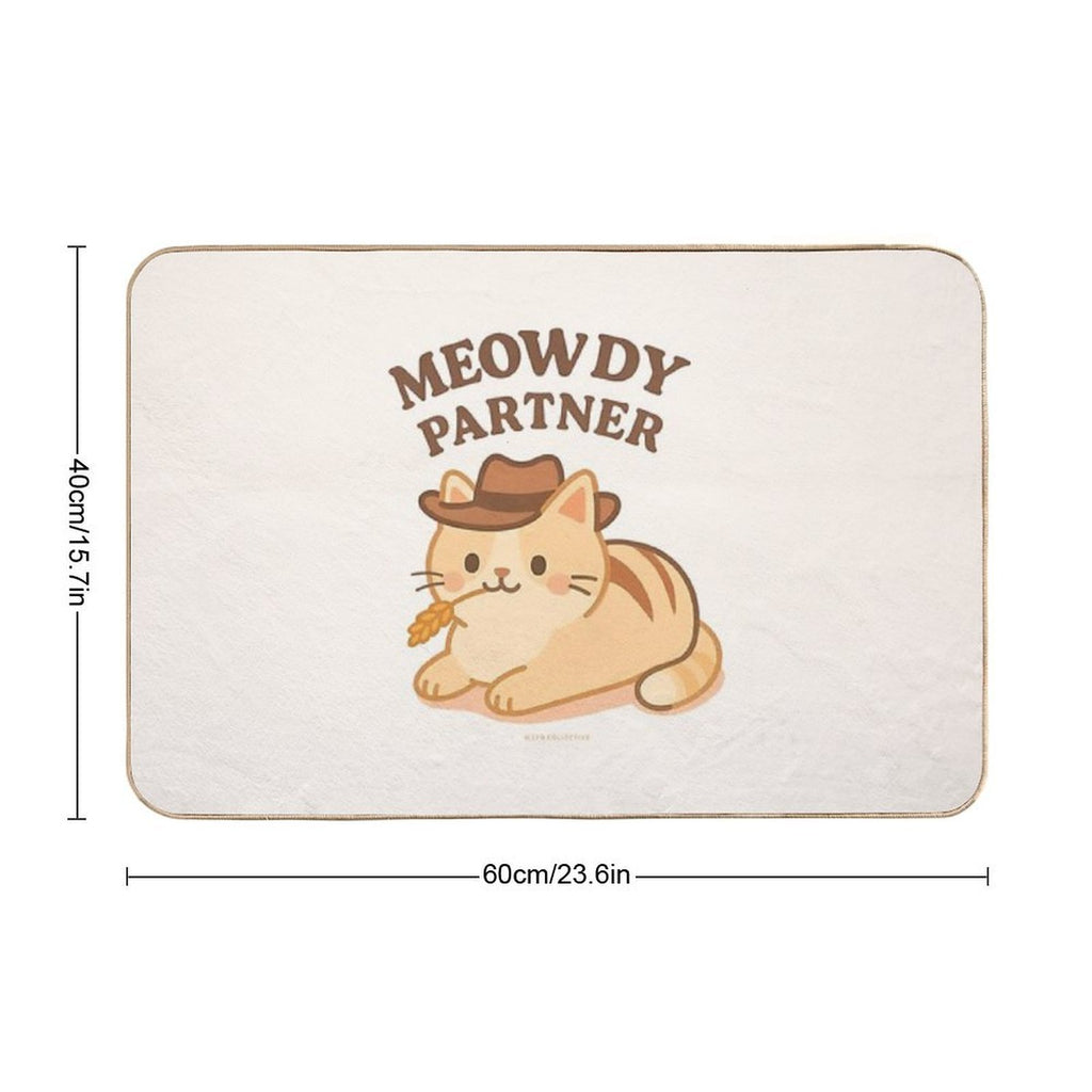 Meowdy Partner – Cowboy Cat Western Design  Anti-Trip Bath Mat