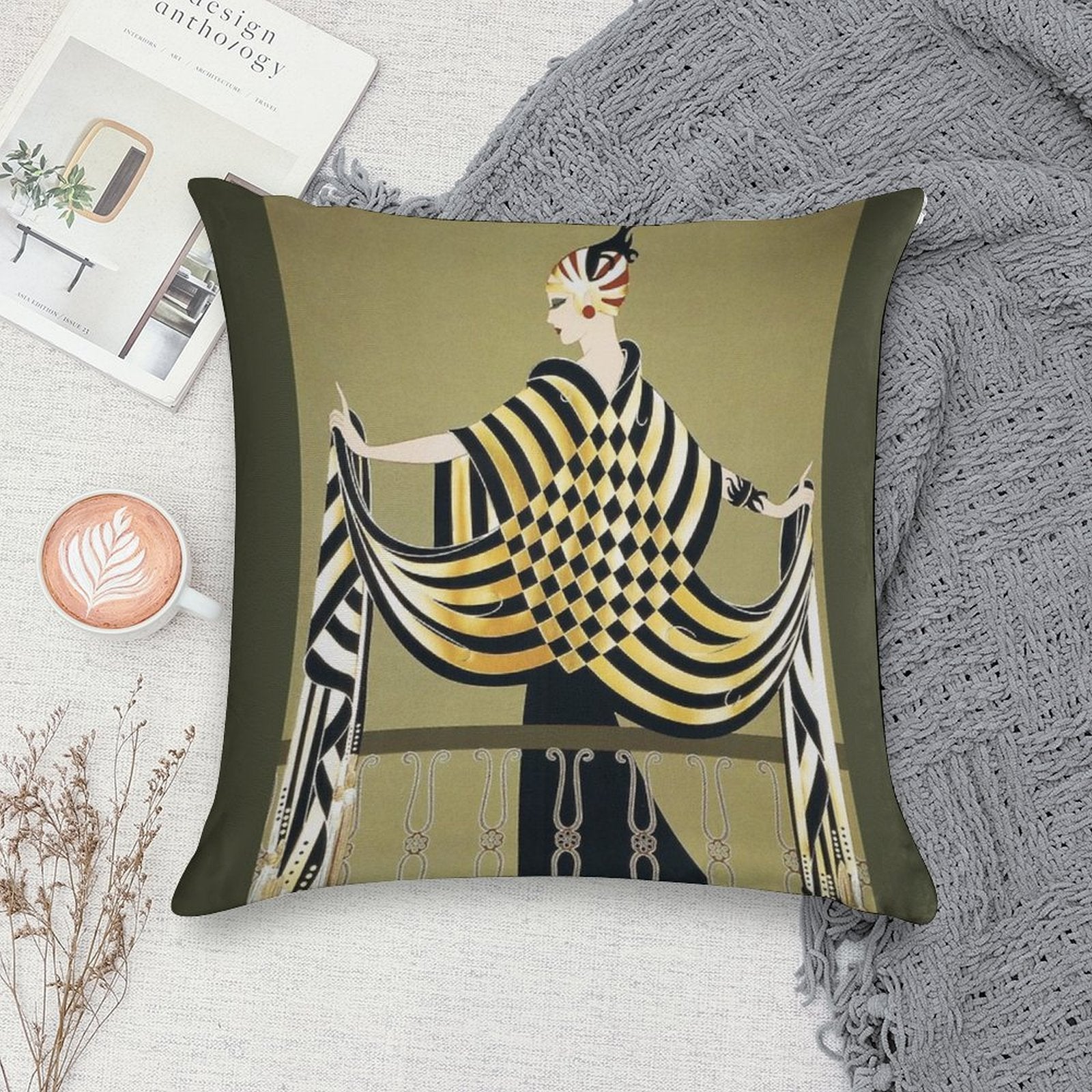 LADY OF THE CHESS Art Deco Beauty Fashion Soft Shrink-Resistant Throw Pillow