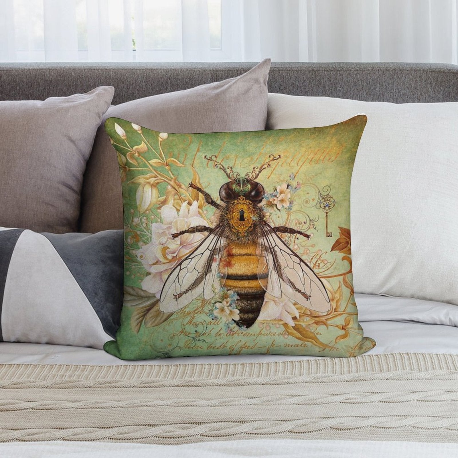 Honey Bee True Soft Hidden Zipper Throw Pillow