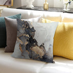 Marble Gray Black Gold Soft Washable Throw Pillow