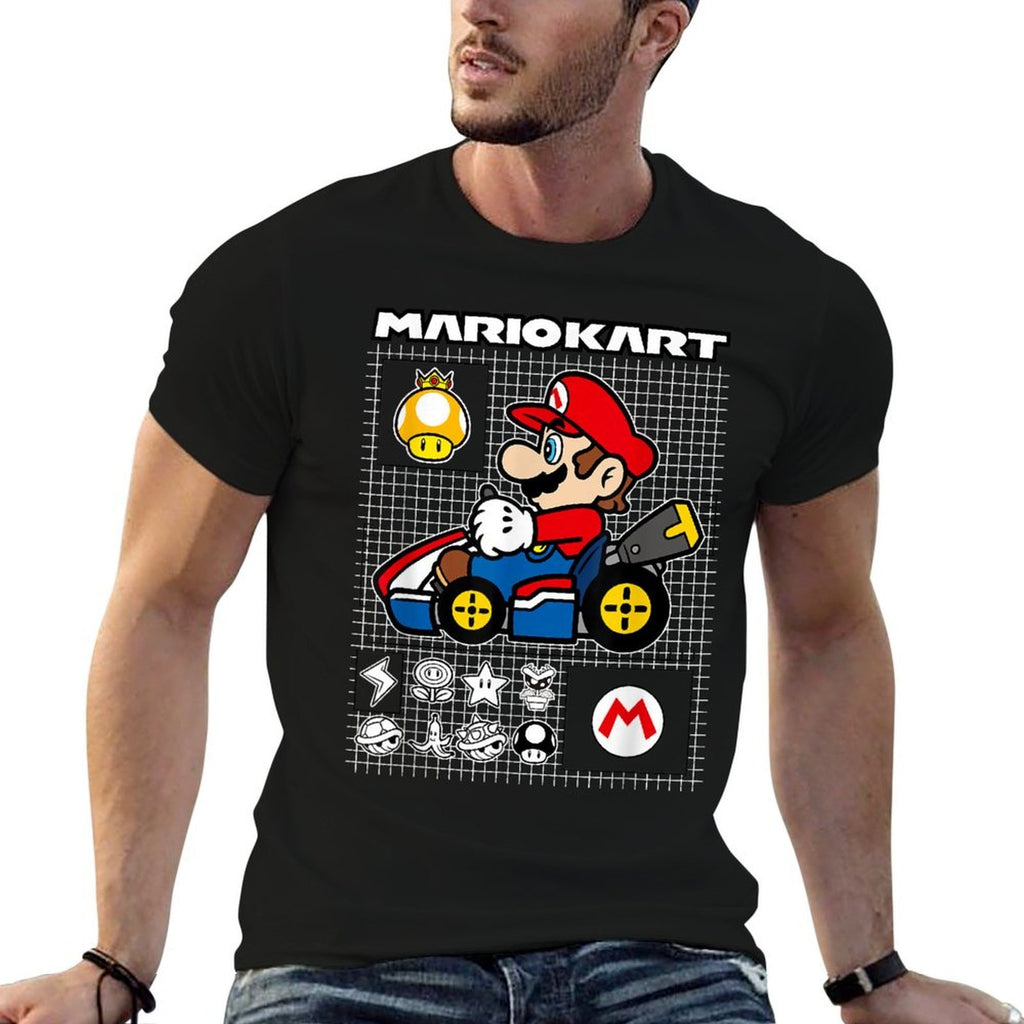 Mario Kart Rally Driver Schematics Mario  Wrinkle-resistant T-Shirt
