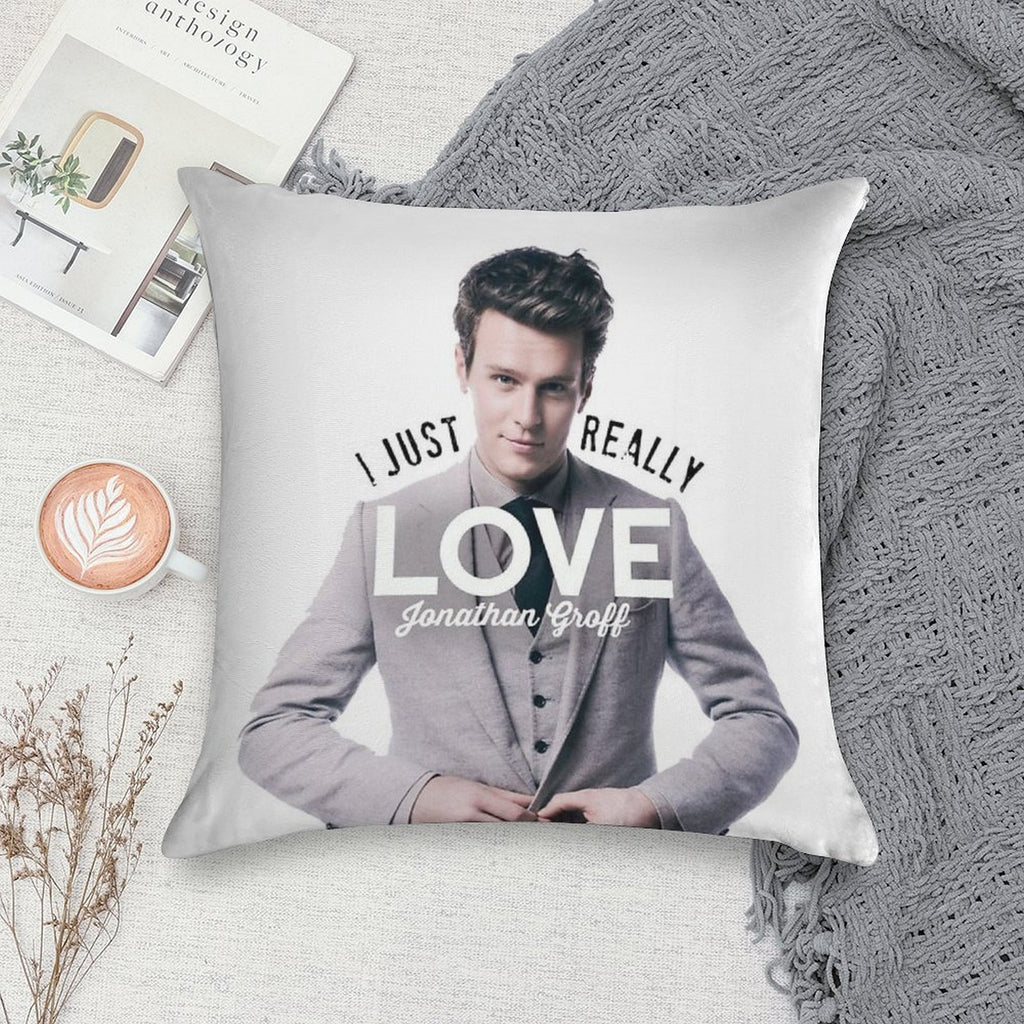 I Just Really Love Jonathan Groff Soft Reinforced Edging Throw Pillow