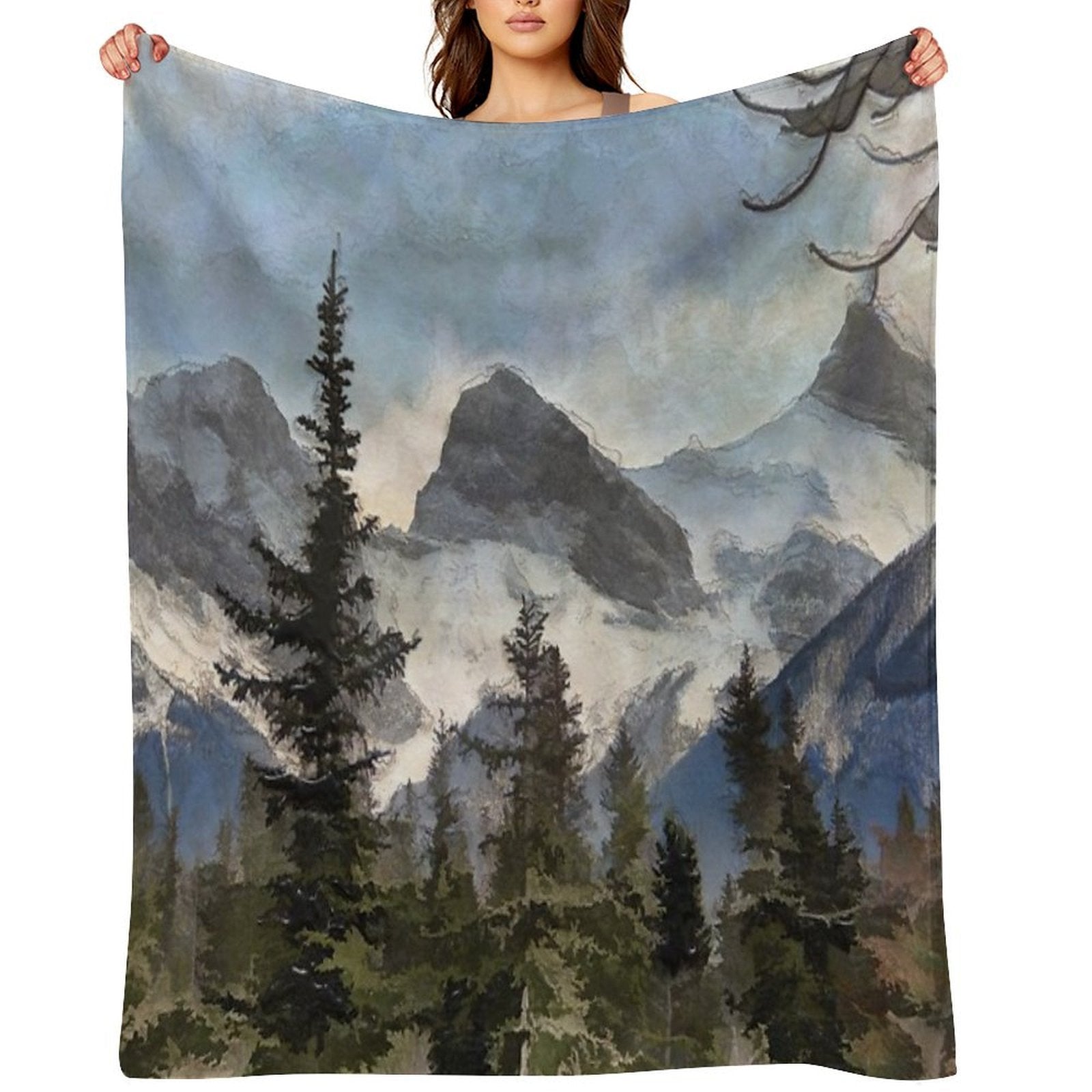 The Three Sisters - Canadian Rocky Mountains Premium Throw Blanket