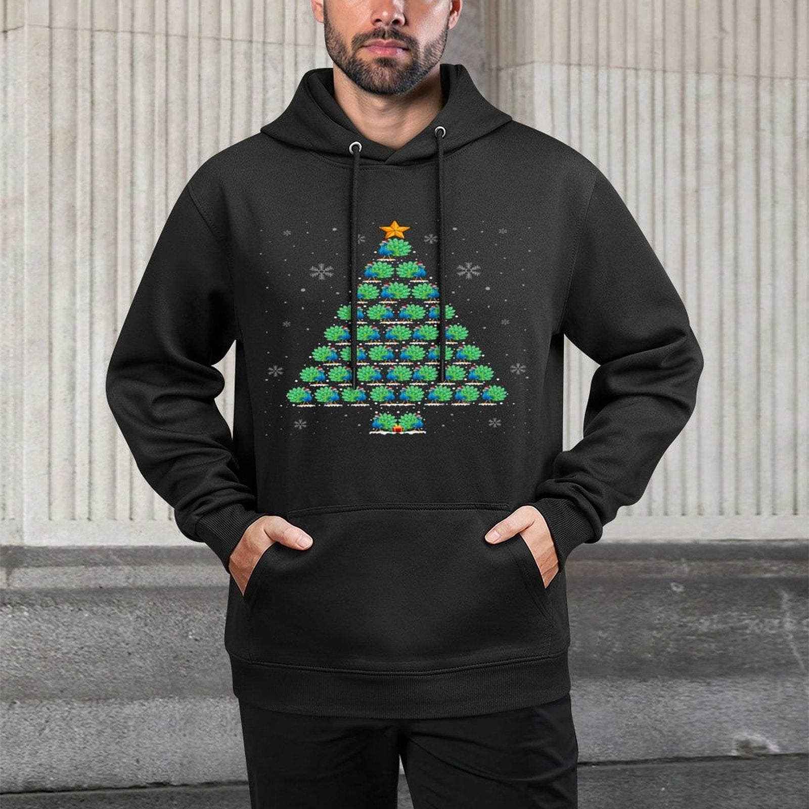 Peacock Lover Christmas Tree Lights Santa Hat Peacock Xmas Customizable Surface Hoodie