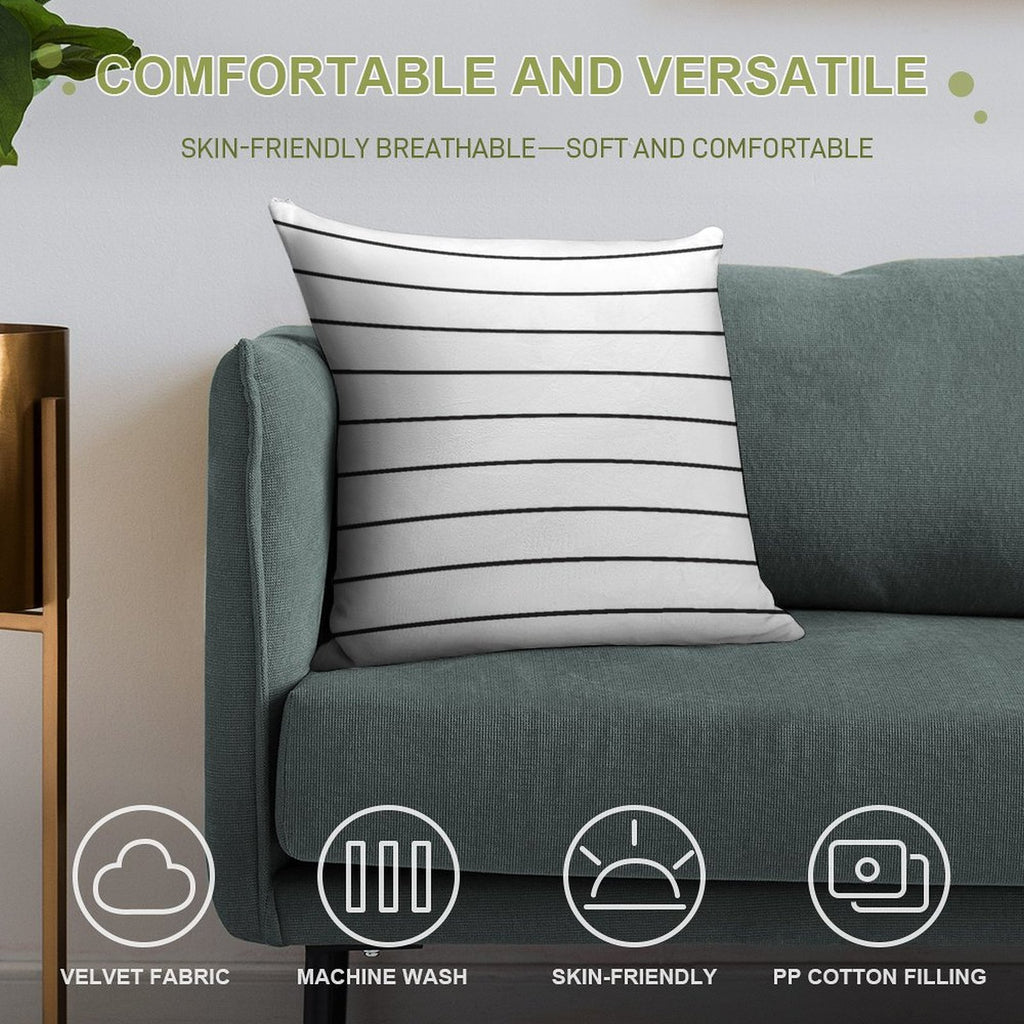 Skinny Stripe ((black on White)) Soft Ultra-Soft Texture Throw Pillow