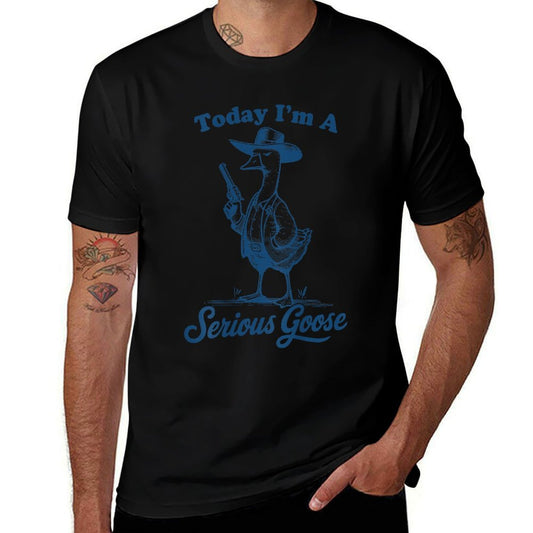 Today Im A Serious Goose Funny Cowboy Goose  Heathered Texture T-Shirt