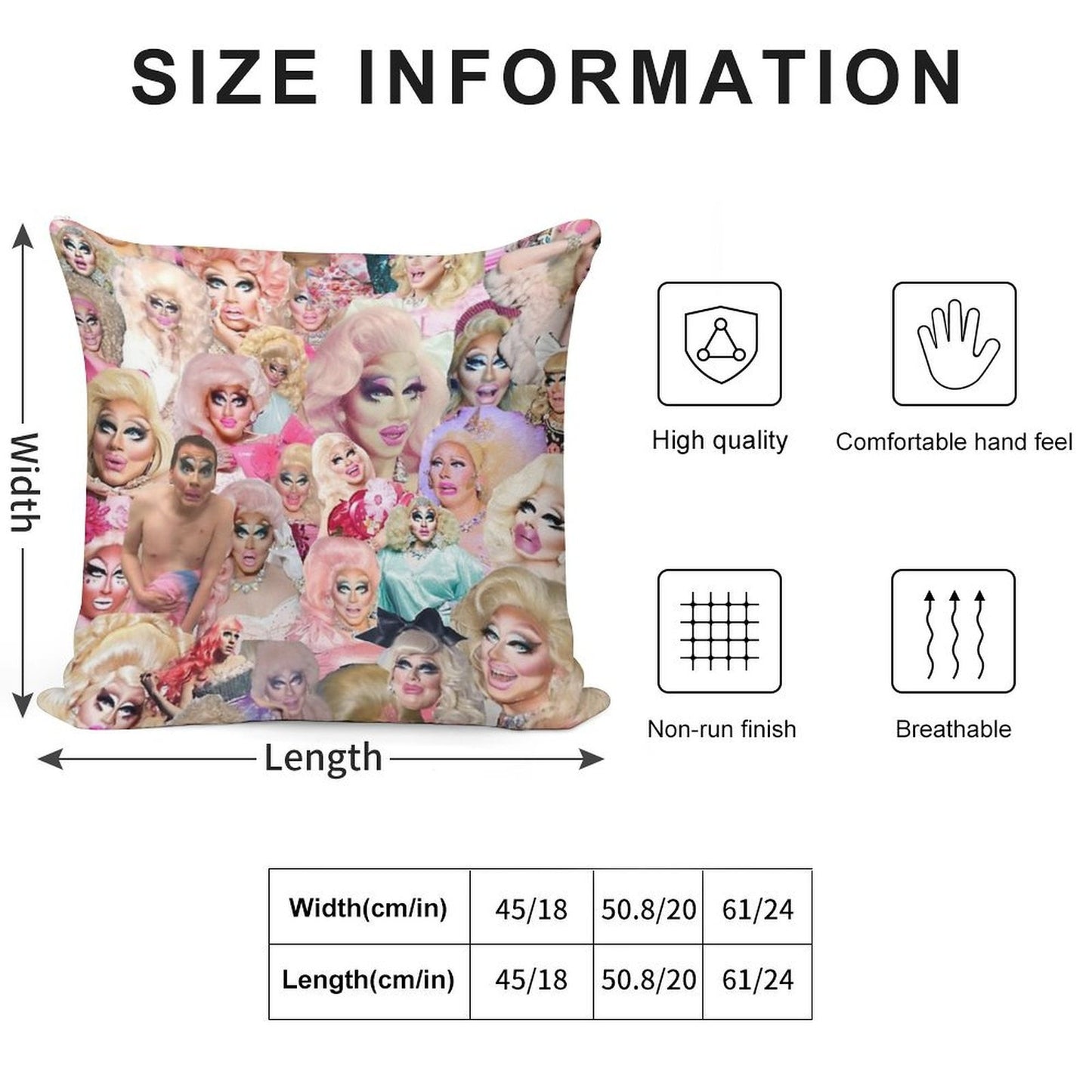 Trixie Mattel Collage Soft Luxury Feel Throw Pillow