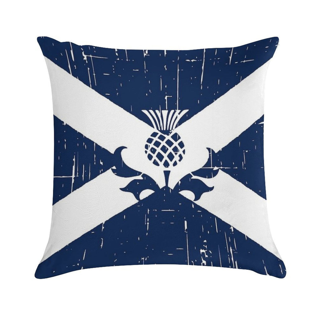 Saltire Scottish Flag And Scottish Thistle Soft Durable Construction Throw Pillow