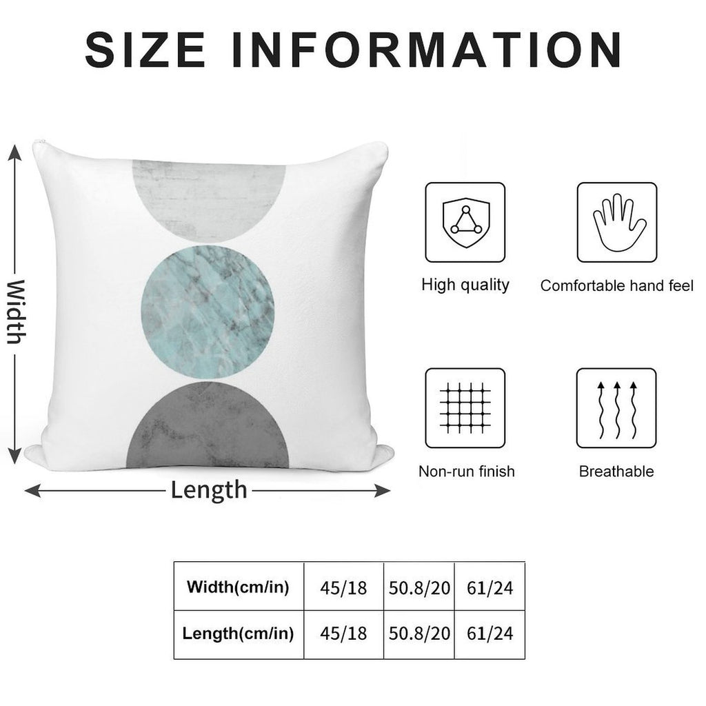 3 Circles Teal And Gray Soft Decorative Cover Throw Pillow