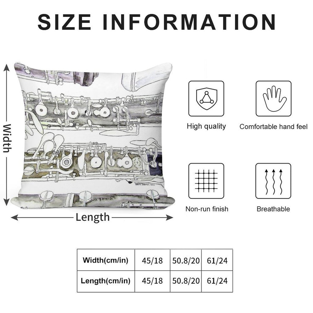 The Oboe Soft Home Decor Throw Pillow