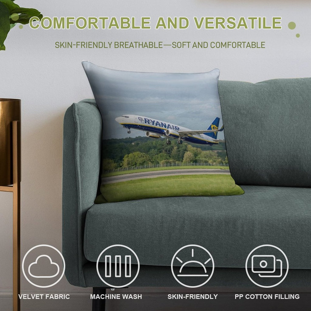 Ryanair Boeing 737-8AS Soft Shrink-Resistant Throw Pillow