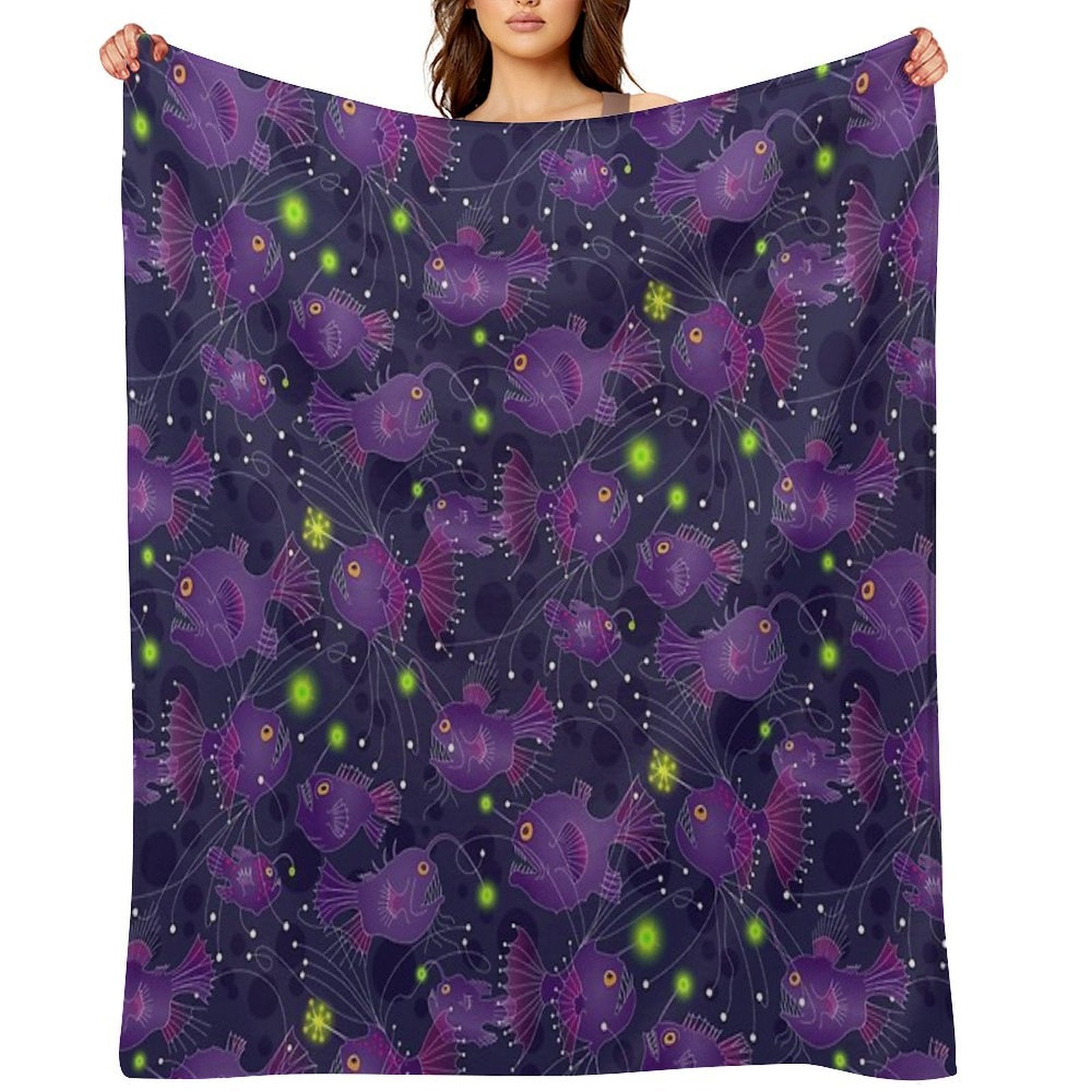 Angler Fish Purple Premium Throw Blanket