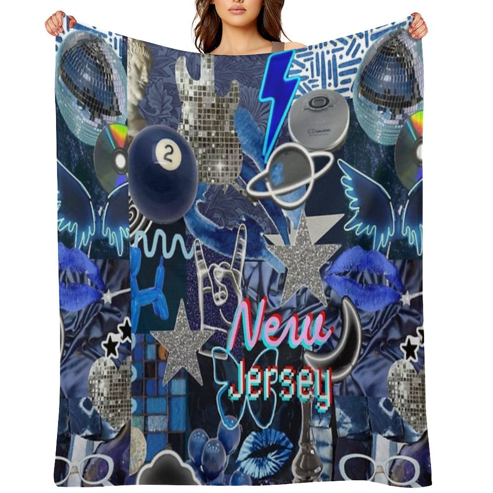 New Jersey COLLAGE Machine-washable Throw Blanket