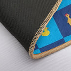 Rubber Chicken And Rubber Duck Blue Checkers Pattern  Dirt-Trapping Bath Mat